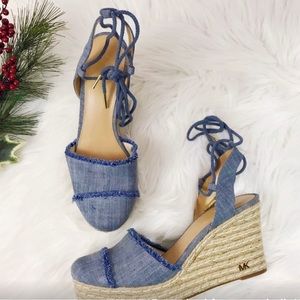 Michael Kors Tibby Lace-Up Denim wedge